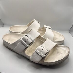 Birkenstock Arizona White Rubber Sandal Slides Womens‎ 7 Eu 38 Read Buckle Strap